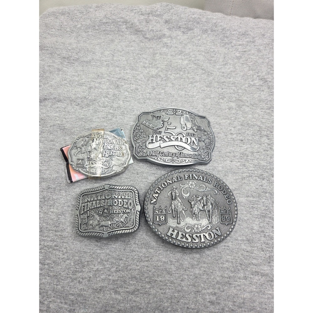 Lot of 4 National Finals Rodeo Belt Buckles 1989 1999 Half Century Commemorative